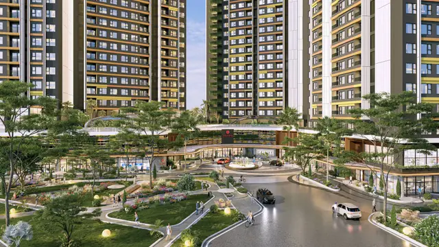 Ba tháp nhìn từ sân vào